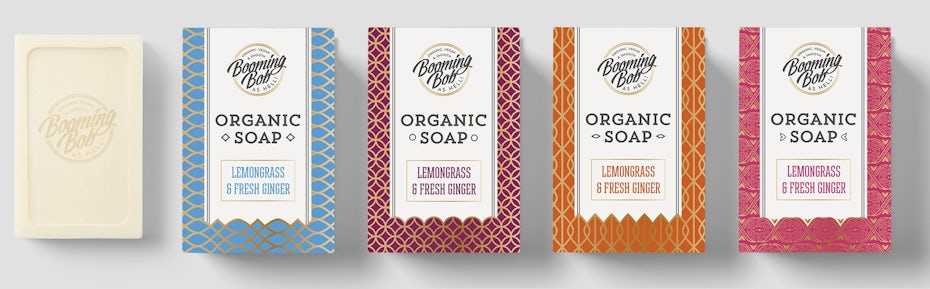 Colorful patterned soap packaging design