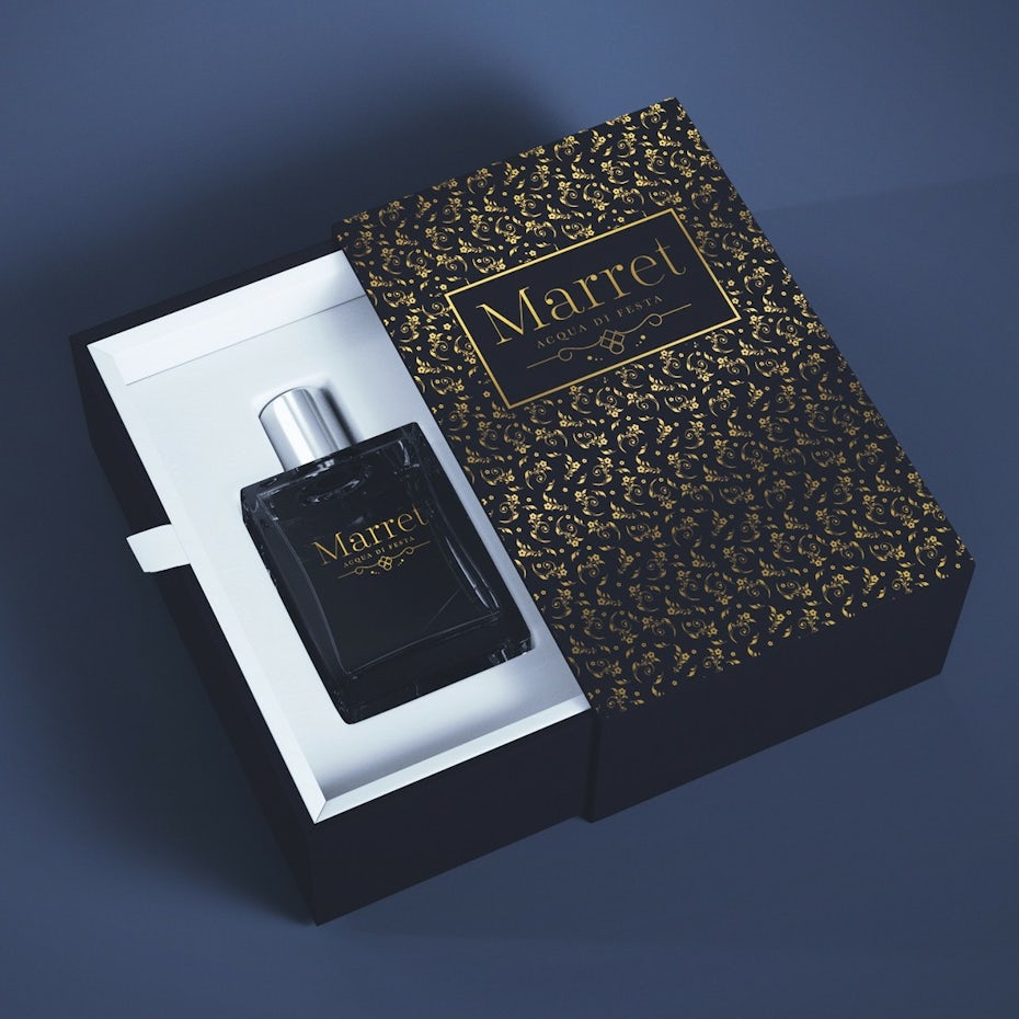Perfume slideout box design with floral pattern