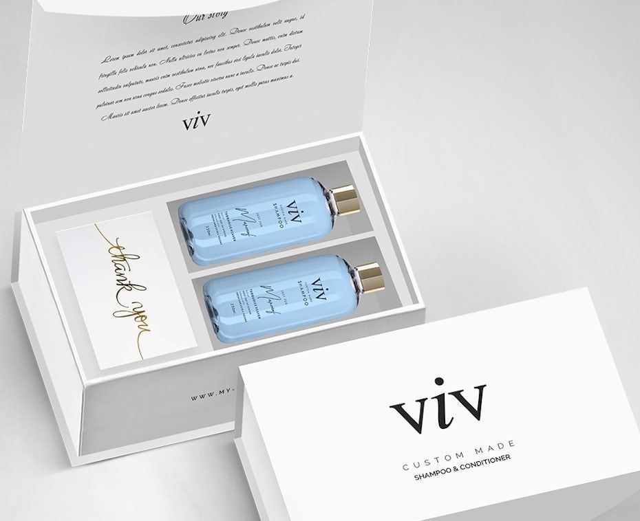 Blue and gold packaging design for a perfume brand