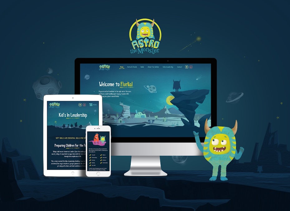 página de inicio del libro infantil con temática de monstruos