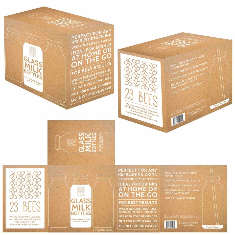 Glass milk bottle packaging