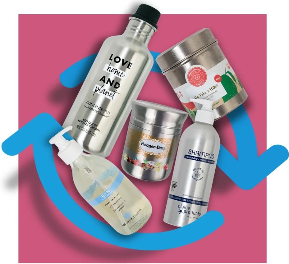 five metallic beauty products created with eco-friendly packaging designs