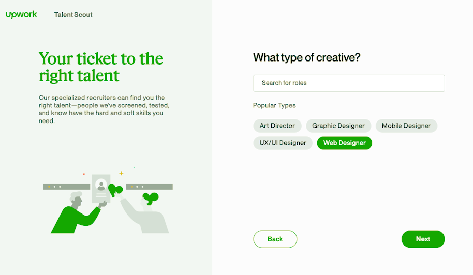 Screenshot von Upwork Talent Scout formular