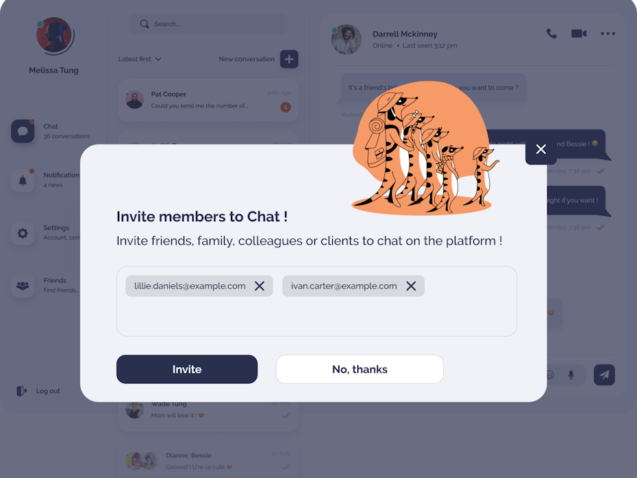 Pop-up design for chat window