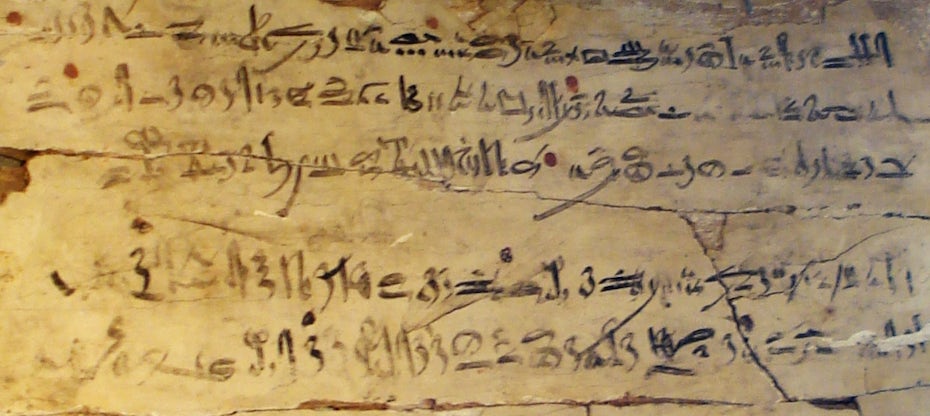 ein Beispiel für alten hieratischen Text und Typografie