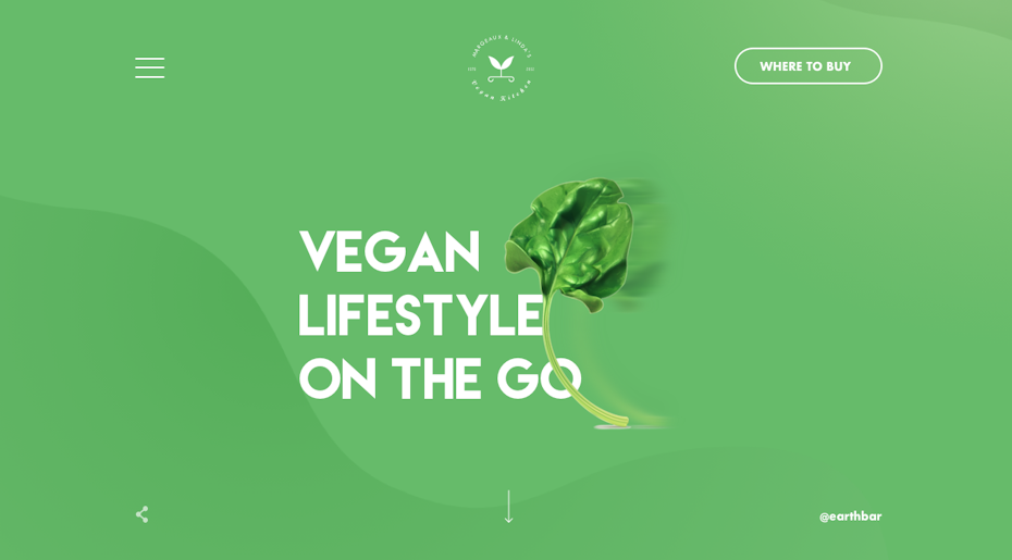 green and photo-heavy website for a vegan restaurant