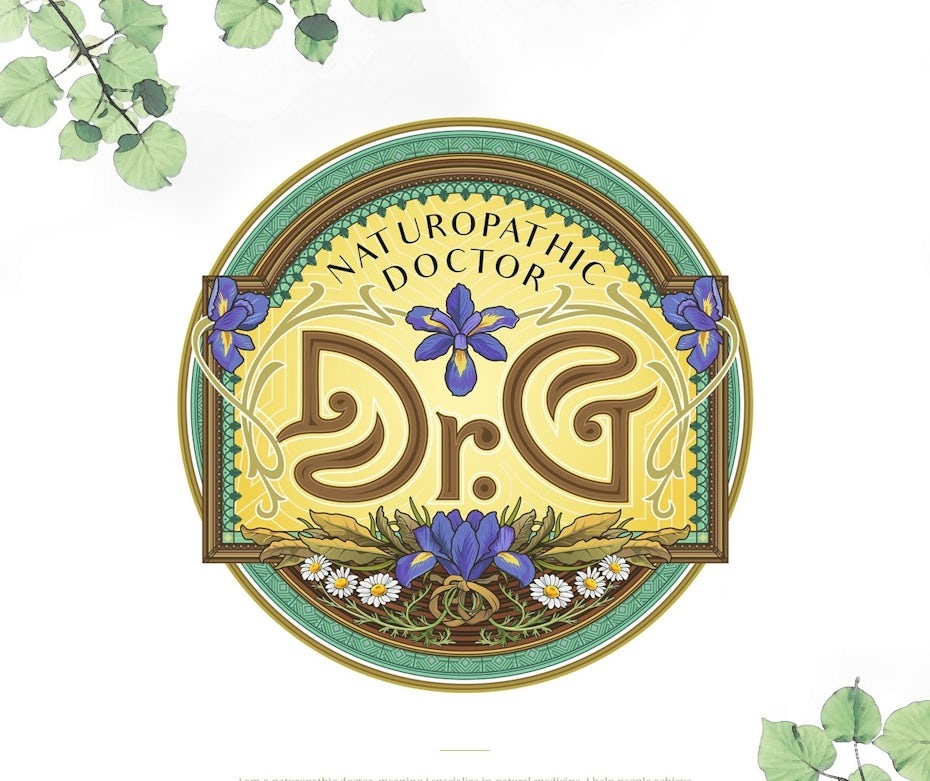 Naturopathic doctor logo with curved lines and flowers