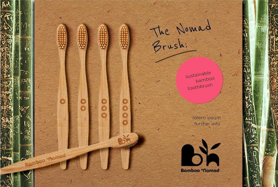 bamboo toothbrushes in a package