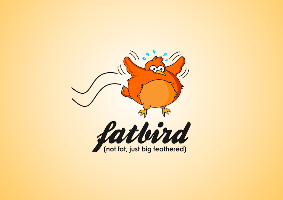 Karikaturillustration eines fetten orangefarbenen Huhns