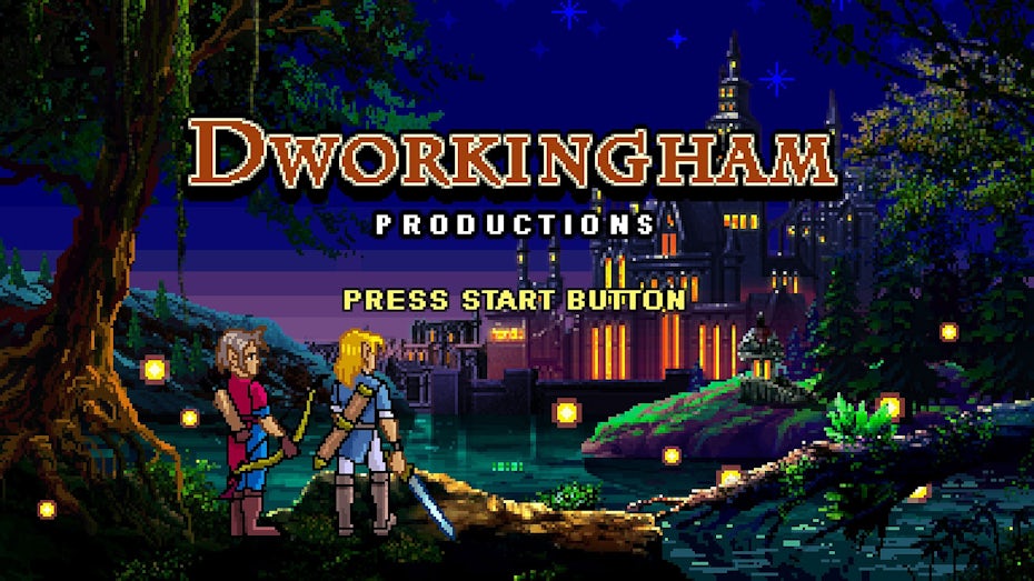 Pixel art retro game title screen