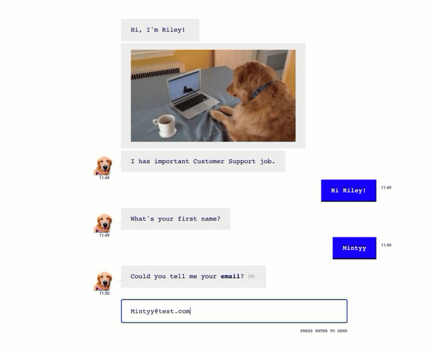 perro chatbot con el nombre riley