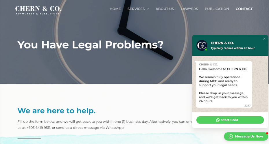 Malaysian law company with WhatsApp chat bot
