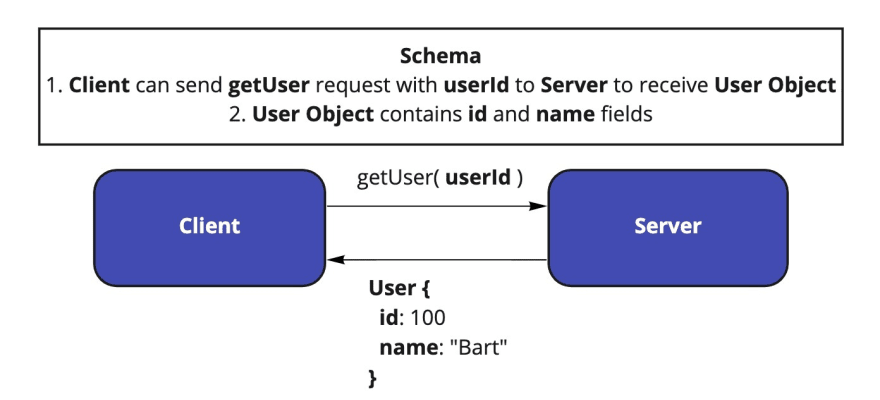 Example of a client making request to a server based on schema specification