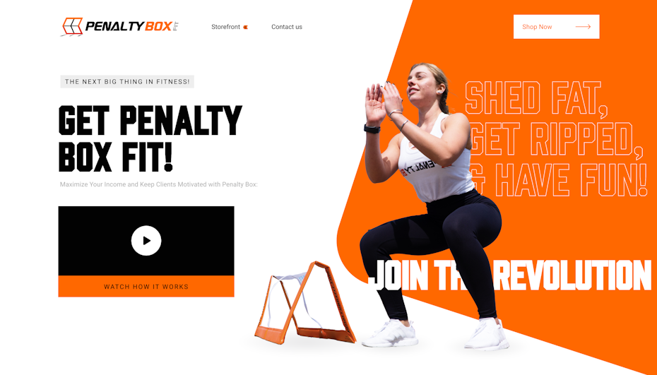 Homepage web design for fitness brand
