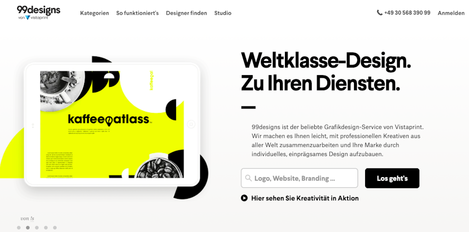 screenshot 99designs homepage