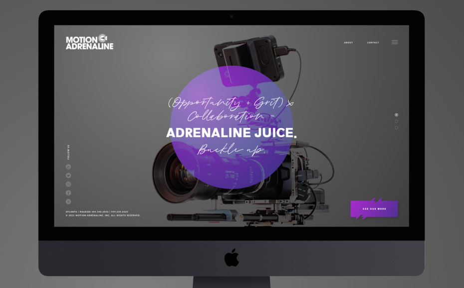 Homepage web design for production company