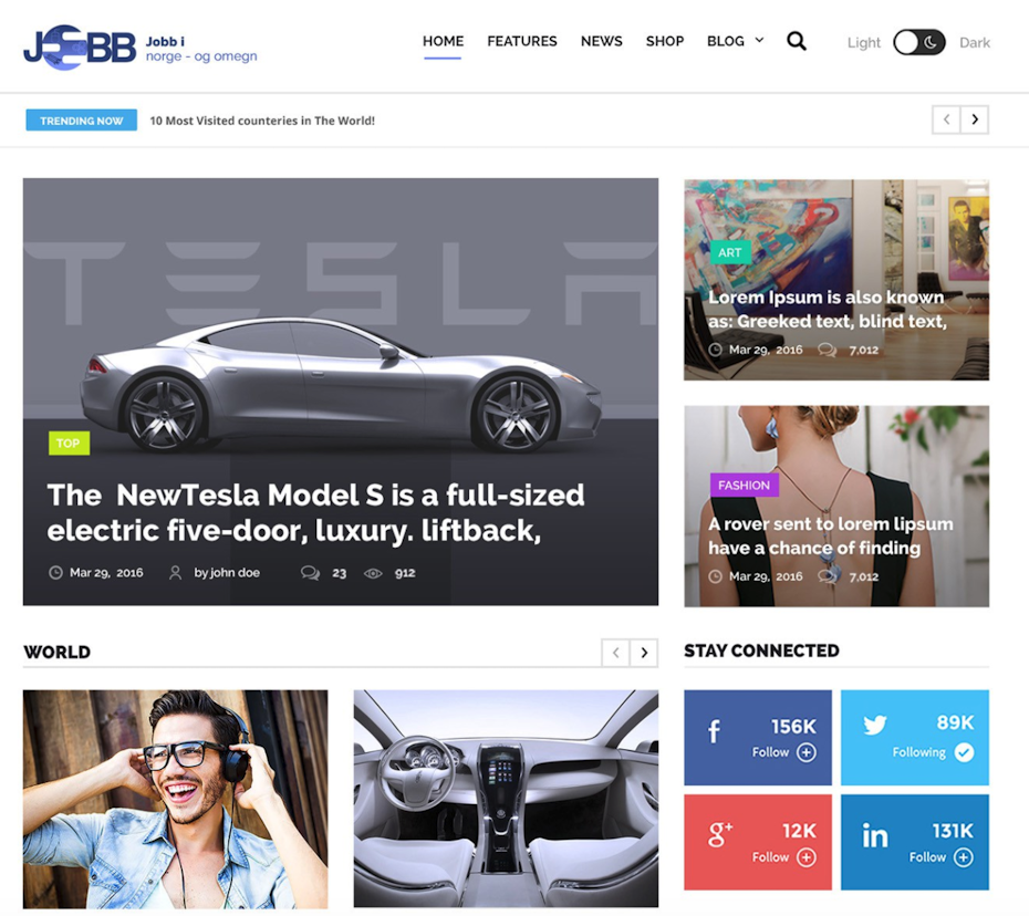 Blog design für fahrzeugblog