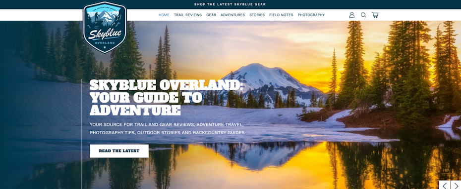 Web design for adventure brand
