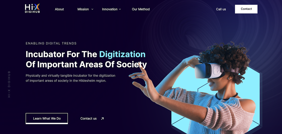 Homepage web design for a digital agency