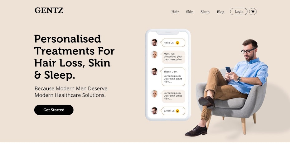 Homepage web design for men’s health services