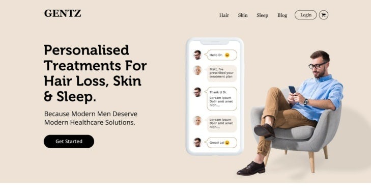 Homepage web design for men’s health services