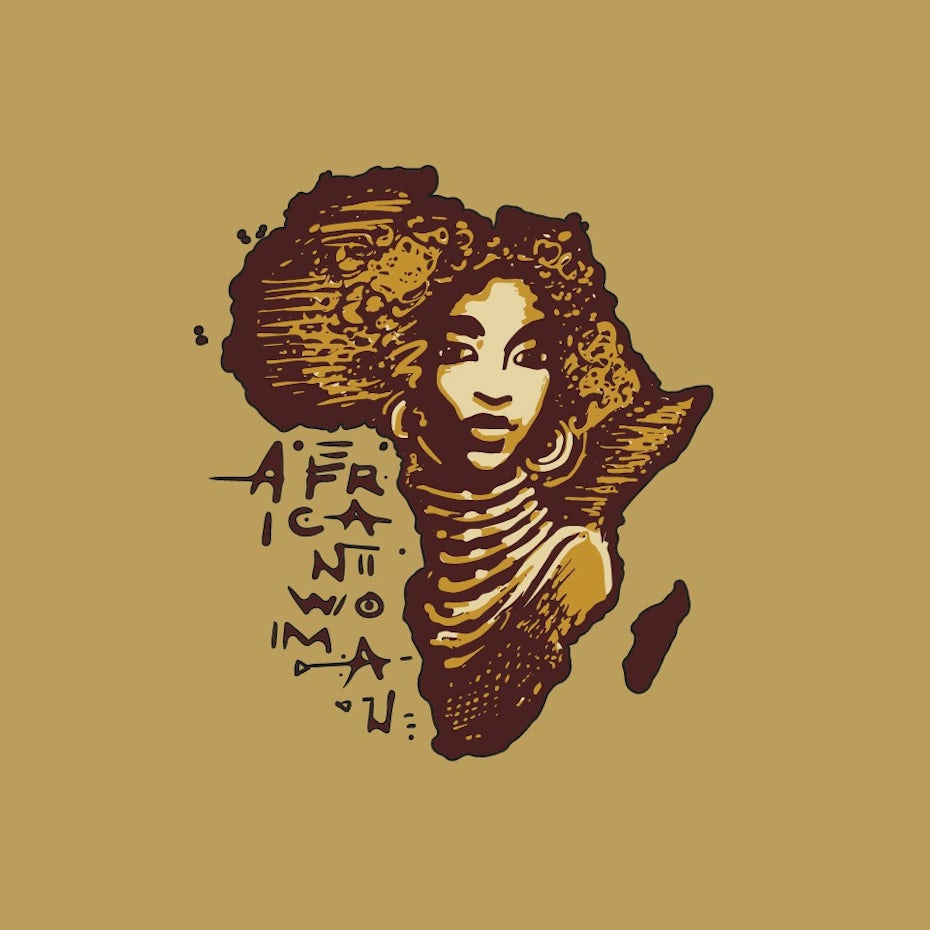 Ilustración de una mujer en el continente africano
