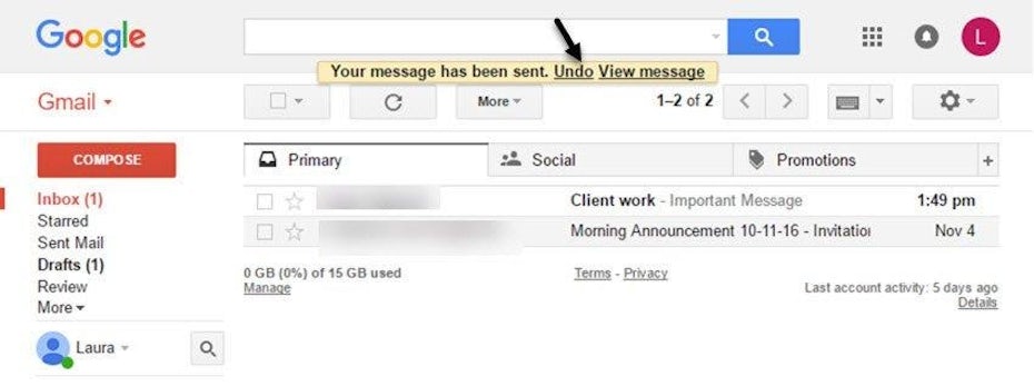 Destacando la opción Deshacer en Gmail 