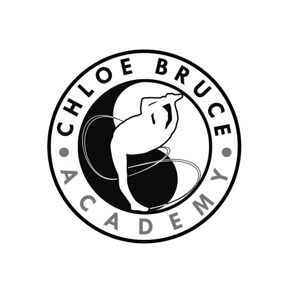 a person with their leg reaching over their head in a circle with the yin yang symbol in the background