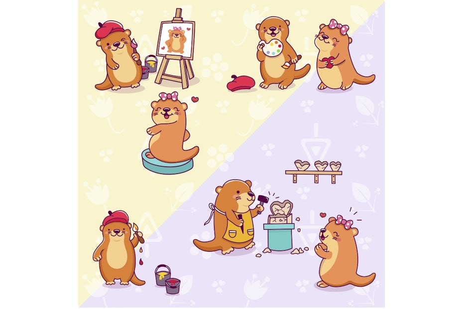 Otter-Maskottchen für eine Kunstmarke