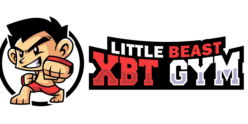 logo showing a cartoon boy punching