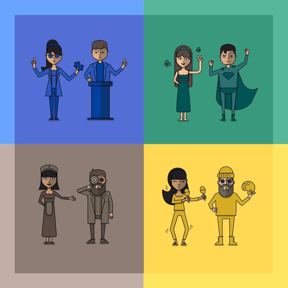 Charakterillustrationen für einen Persönlichkeitstest