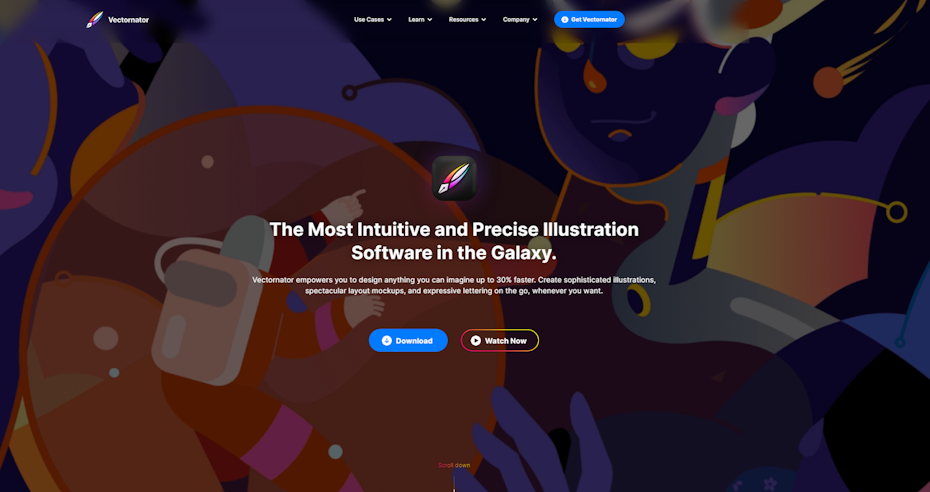 screenshot of Vectornator homepage