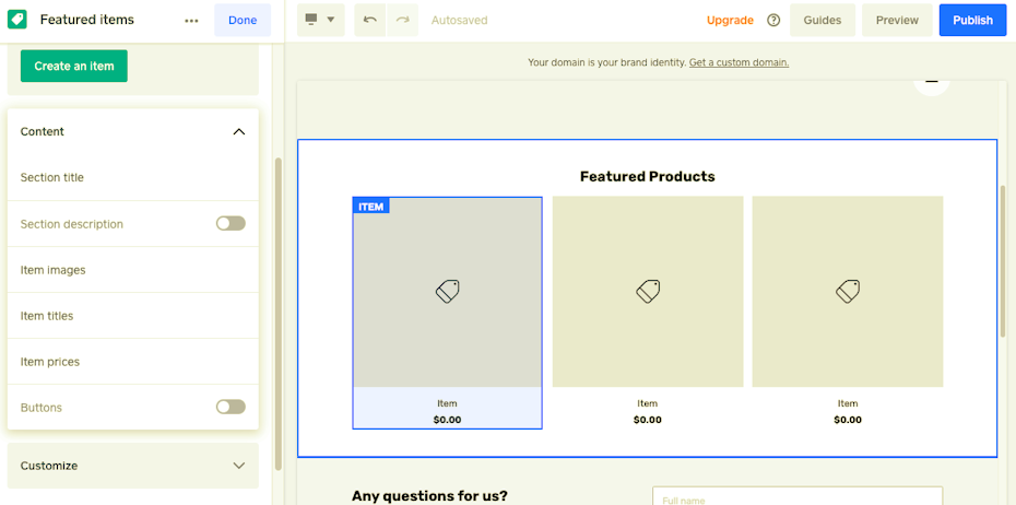Beste Website-Baukästen für E-Commerce Beispiel: Weebly/Square Online