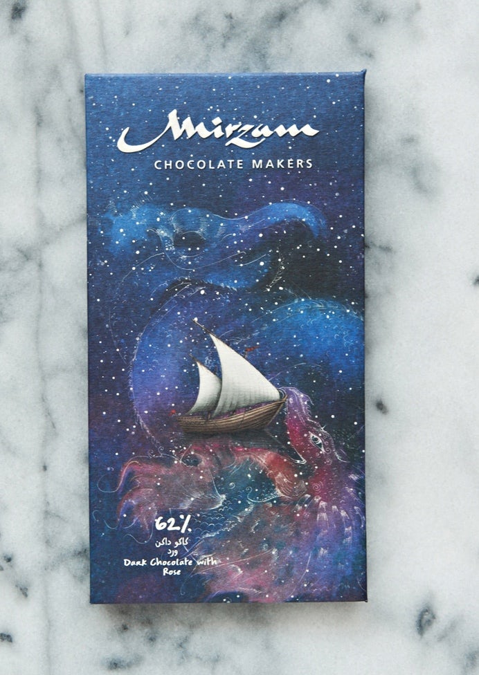 Illustrative chocolate packaging design via Mirzam
