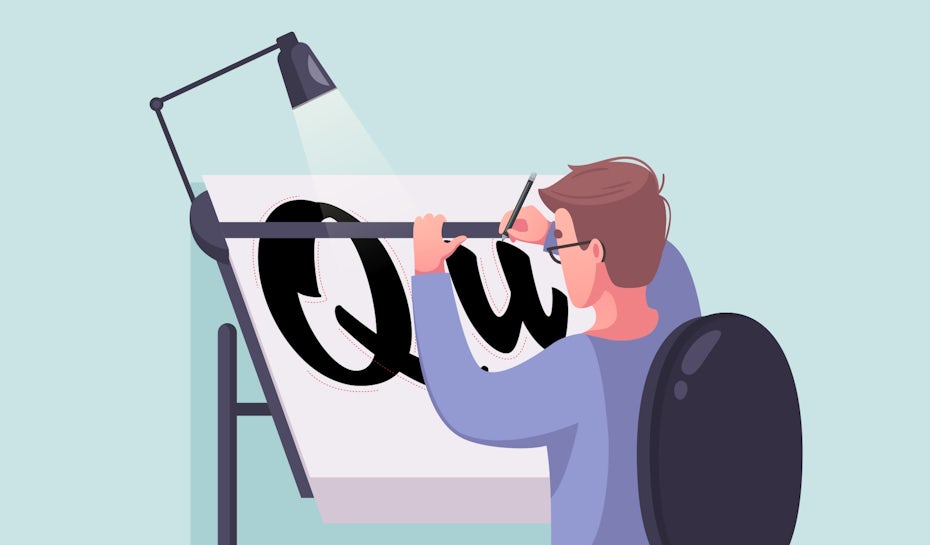 Illustration of a designer creating a typeface