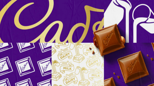Différents designs de packaging de chocolat de la marque Cadbury