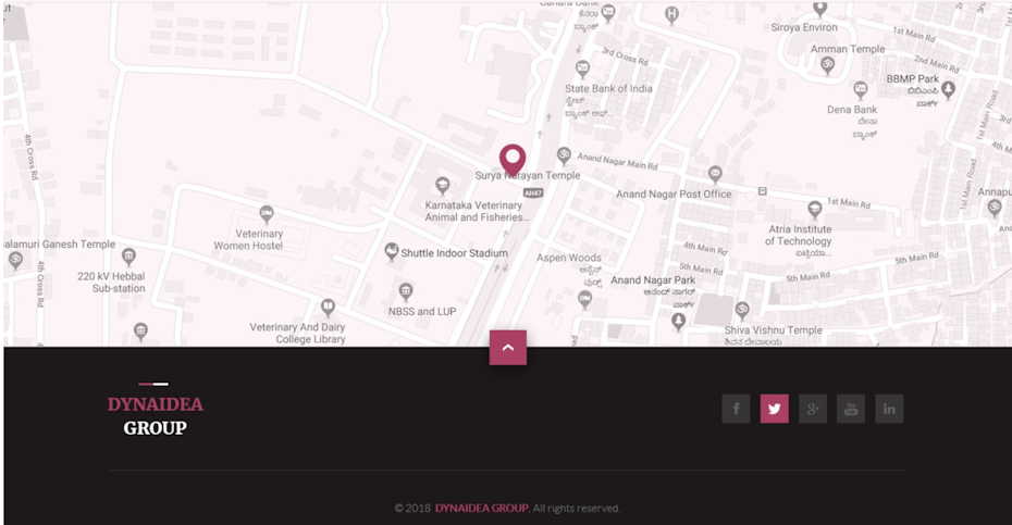 web page with location marked on map