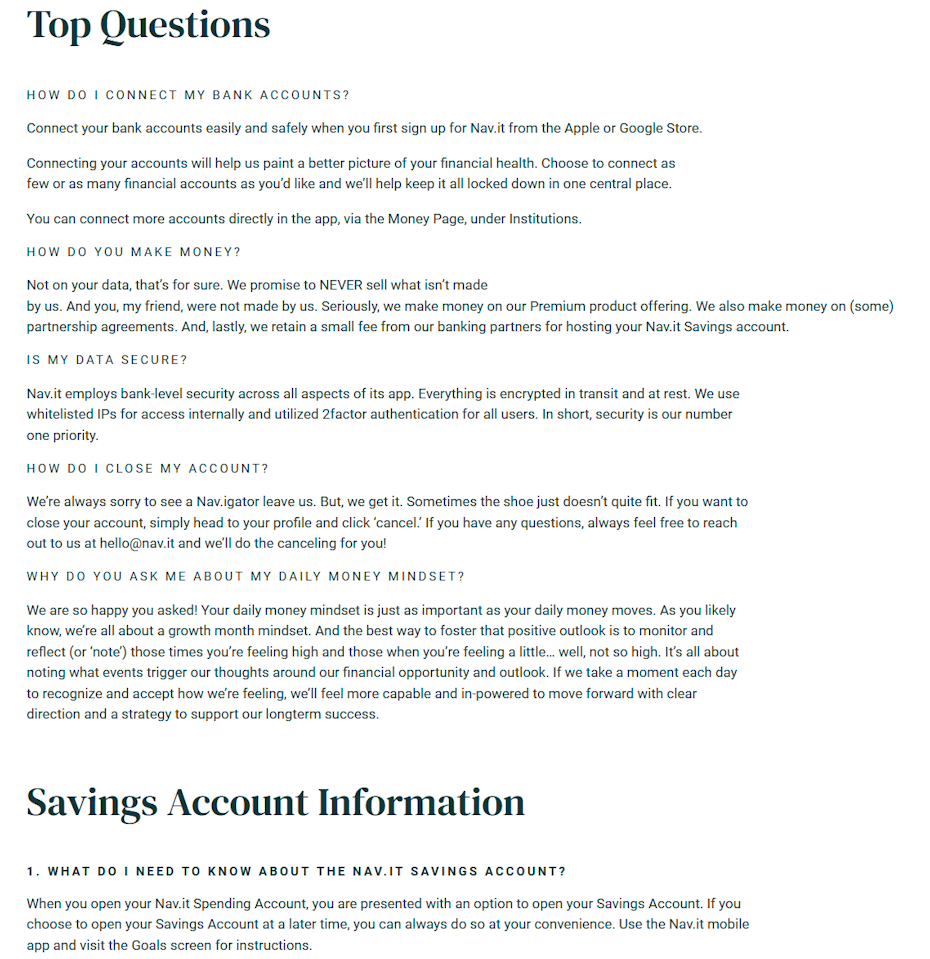 FAQs can save your users time by answering some of their questions.