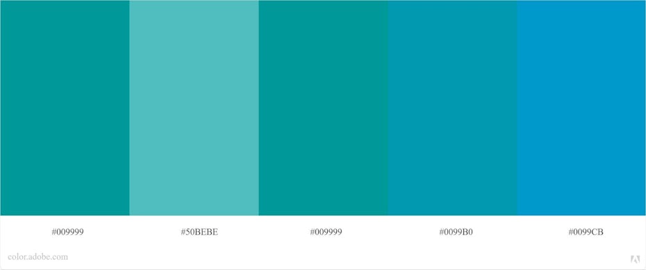 Siemens’ color palette consisting of five different hues of blue