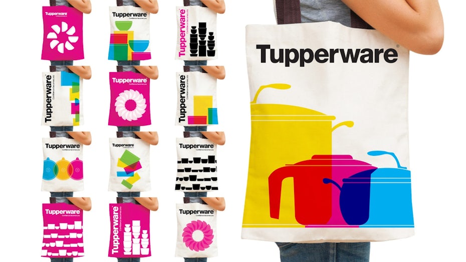 thirteen tote bags with different pictogram inspired designs