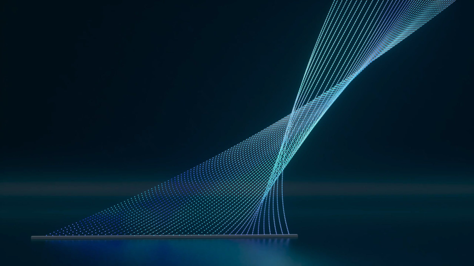 thin electric blue lines twist and form the partnership mark of McKinsey