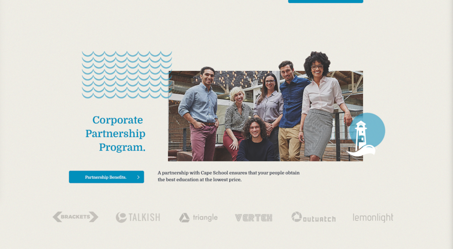 Corporate Partnership program page of a website