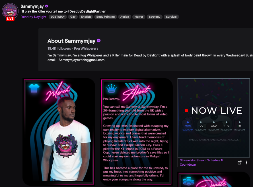 How to make the perfect Twitch logo for your channel 4 Screenshot of Twitch channel About page