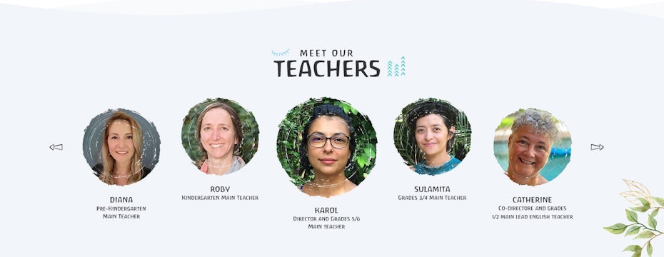 teacher section on landing page of school website