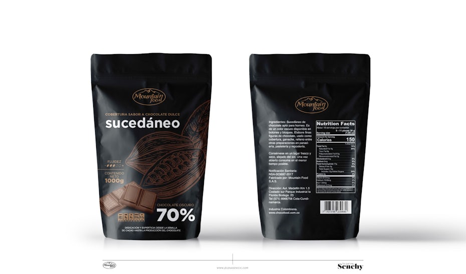 Design de packaging séduisant pour de la poudre de cacao