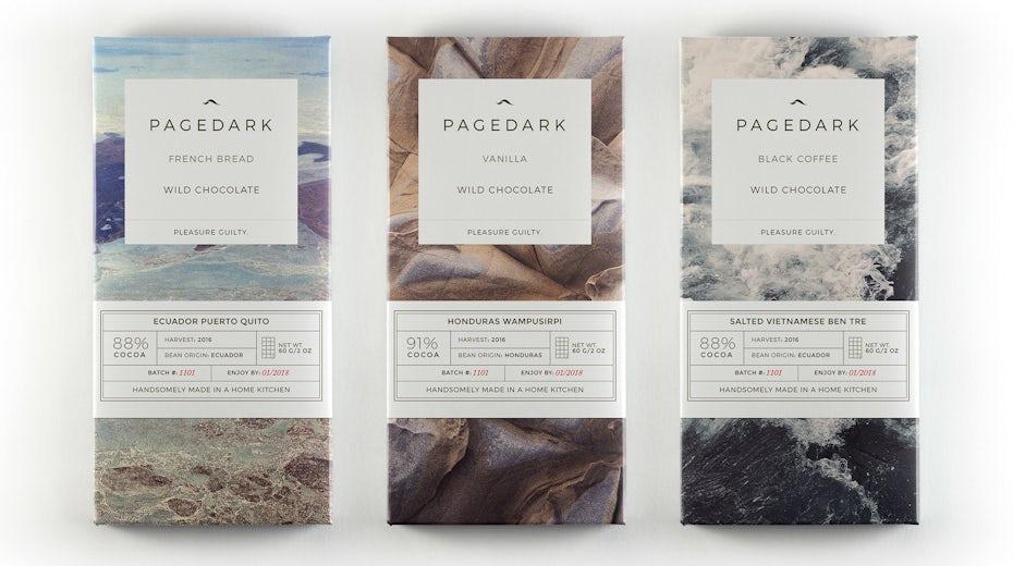 Design de packaging de chocolat peint avec un magnifique paysage