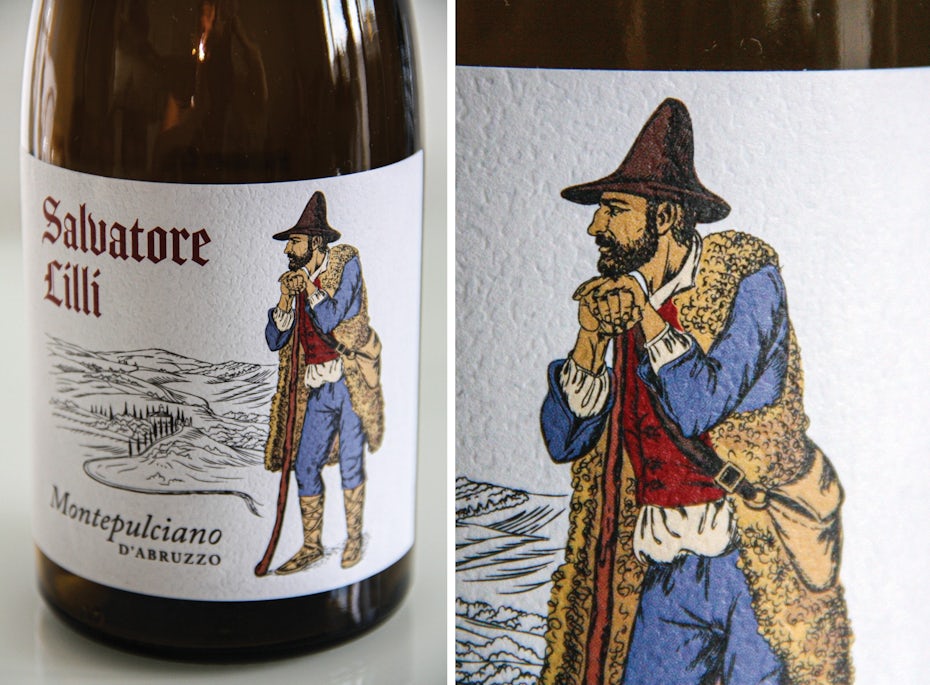 Illustrative label design for wine brand