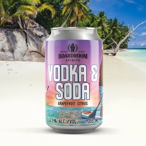 Illustrative label design for vodka soda brand