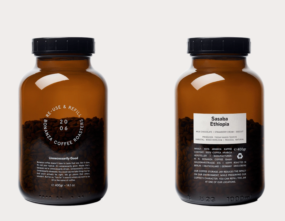 glass container for coffee beans from bonanza coffee roasters