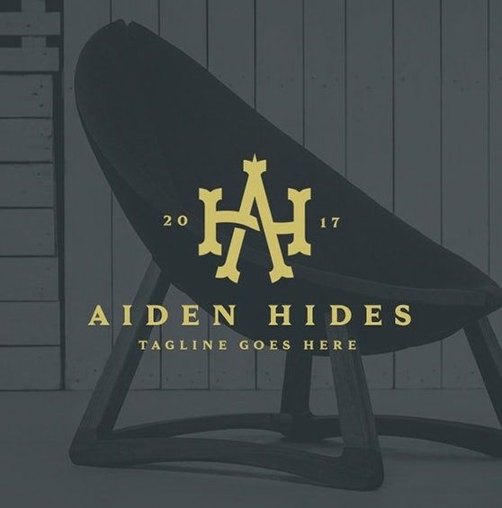 Diseño de monograma para la marca Aiden Hides